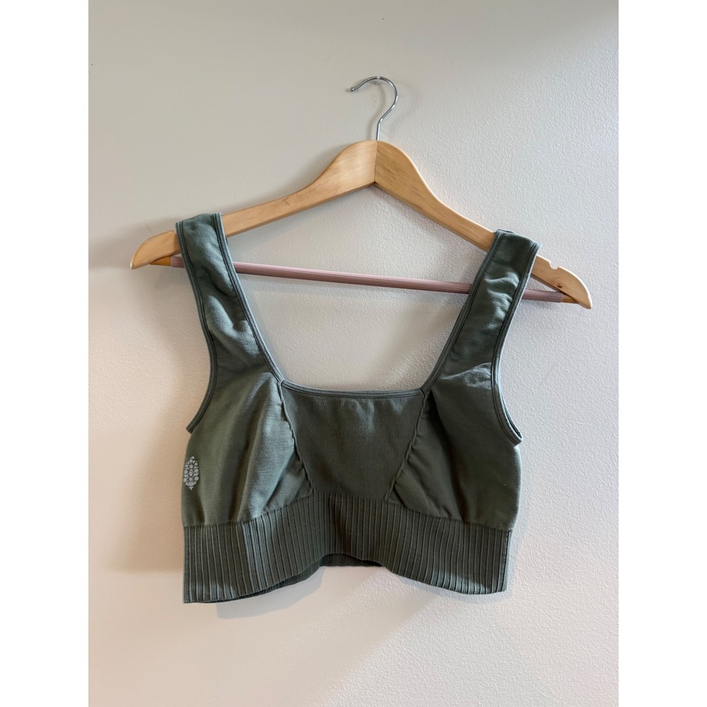 Free People Movement Square Neck Good Karma Bra Olive Green M/L OB706439